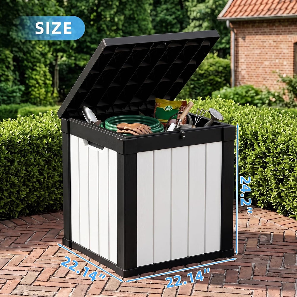 Vixzen 55 Gallon Outdoor Deck Box, Lockable Resin Waterproof Storage Box, UV ...