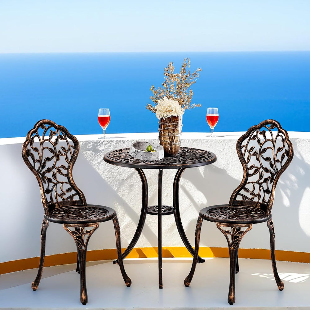 VINGLI 3 PCS Outdoor Bistro Set, Outdoor Patio Set, All-Weather Cast Aluminum...