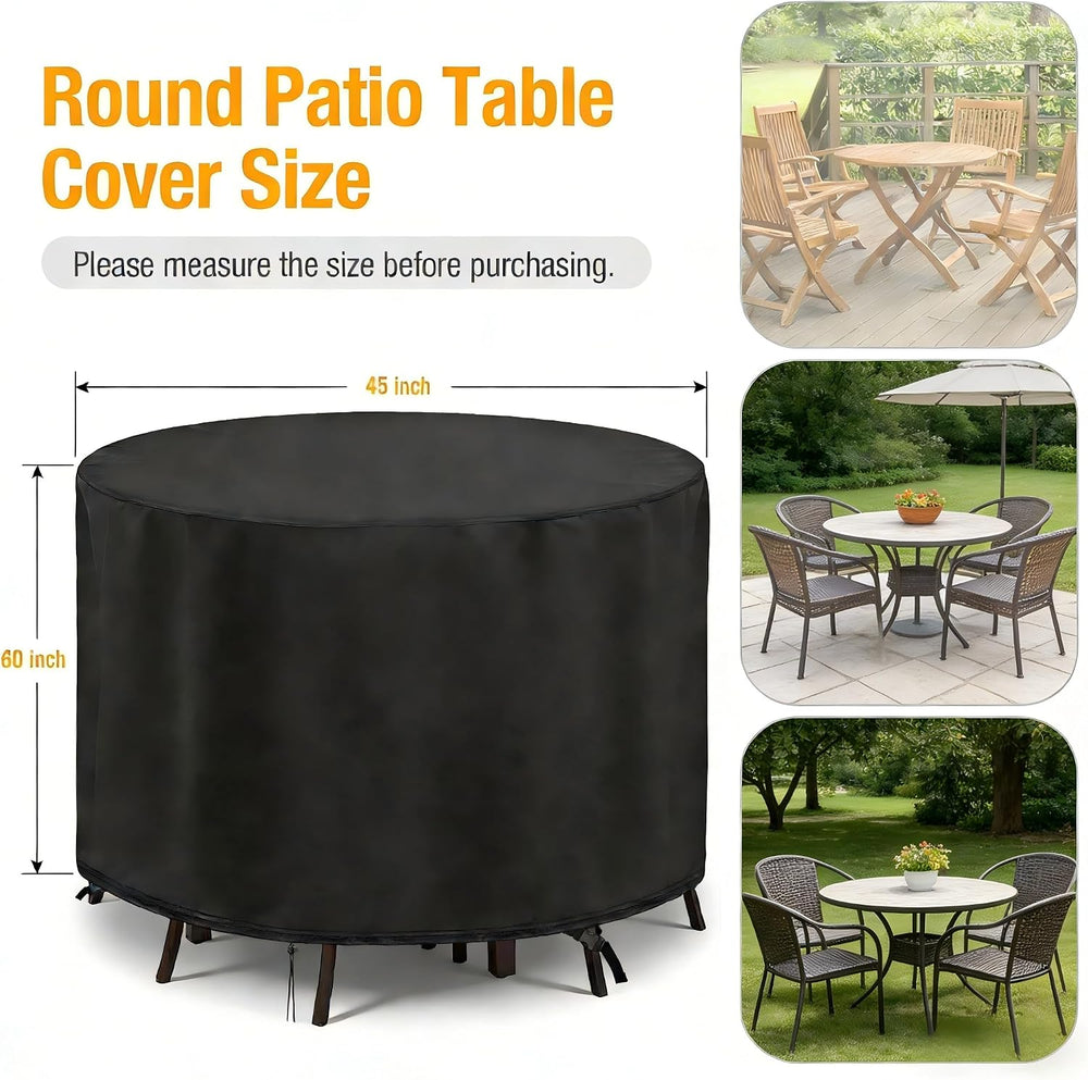 POMER Round Patio Furniture Set Cover,Outdoor Round Table Cover 60"D x 4...