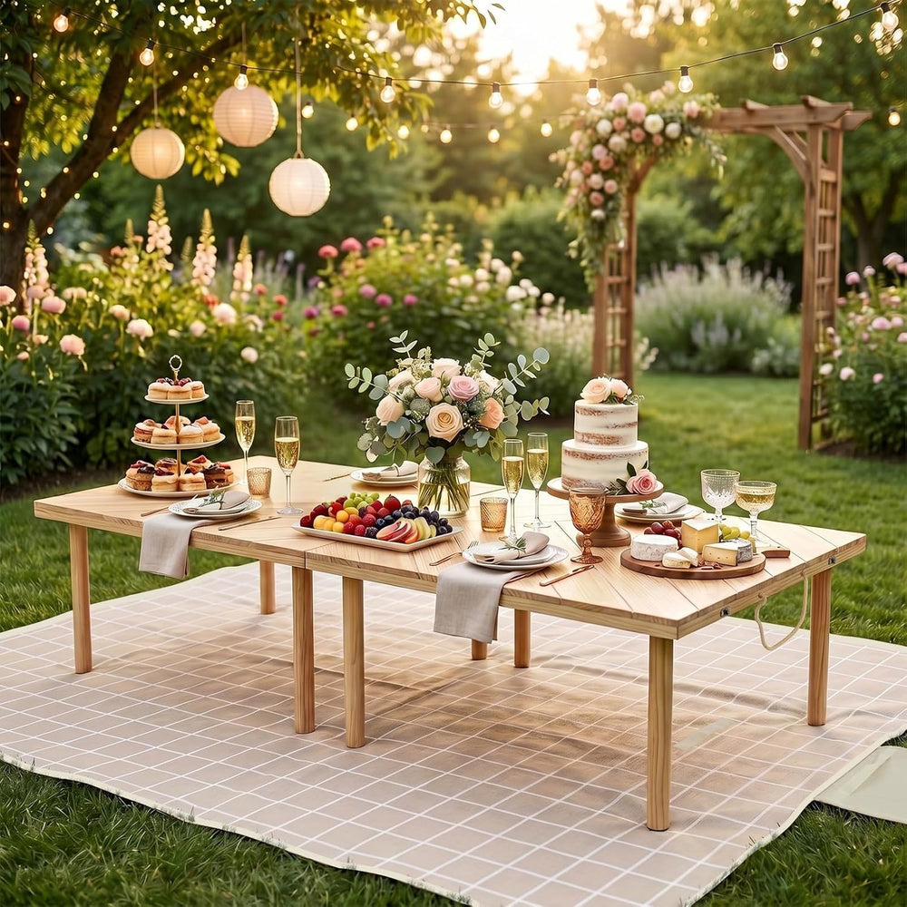 60"x 30" Folding Low Picnic Table with Outdoor Picnic Blanket 79&qu...