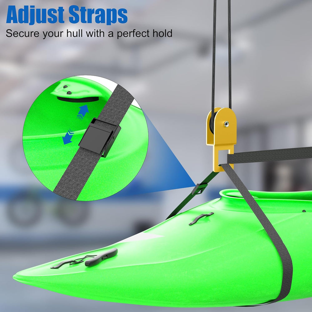 Kayak Pulley System for Garage, Self-Locking Ceiling Hoist for Canoe