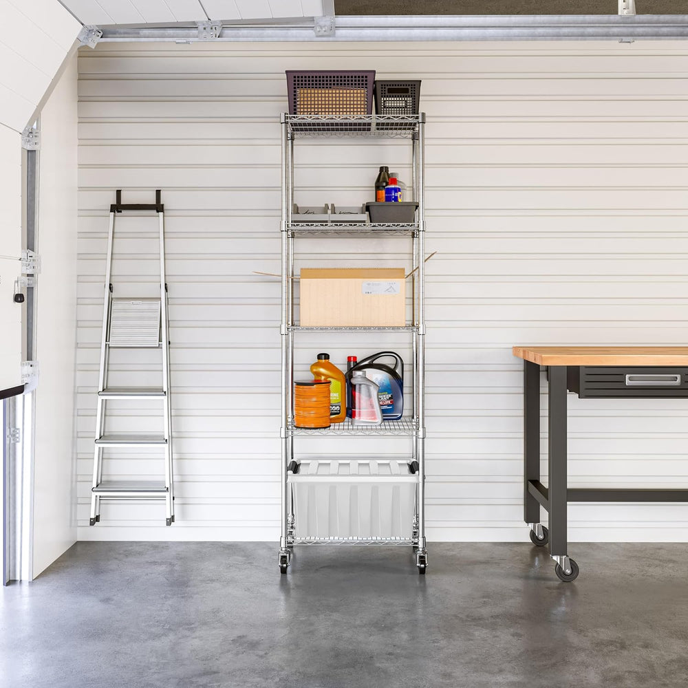 UltraDurable 5-Tier NSF Steel Wire Shelving, 24"W x 18"D x 75"H