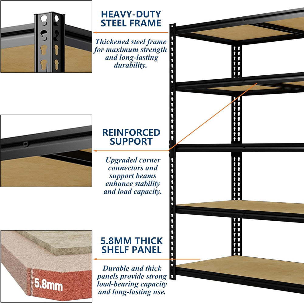 Garvee 5 Tier Heavy Duty Garage Storage Shelves, 48" W x 24" D x 72...