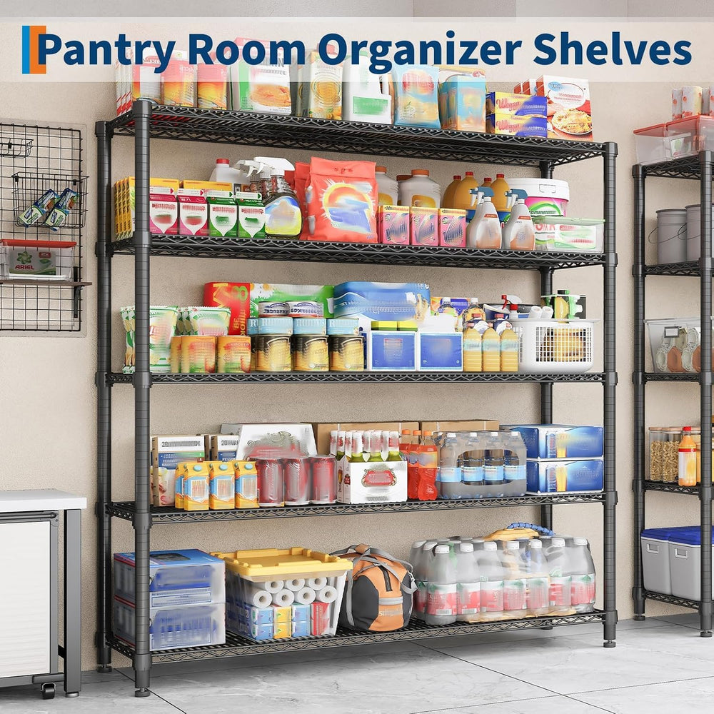 Garvee 3300LBS Wire Shelving with Wheels, 5-Tier Garage Shelving Heavy Duty
