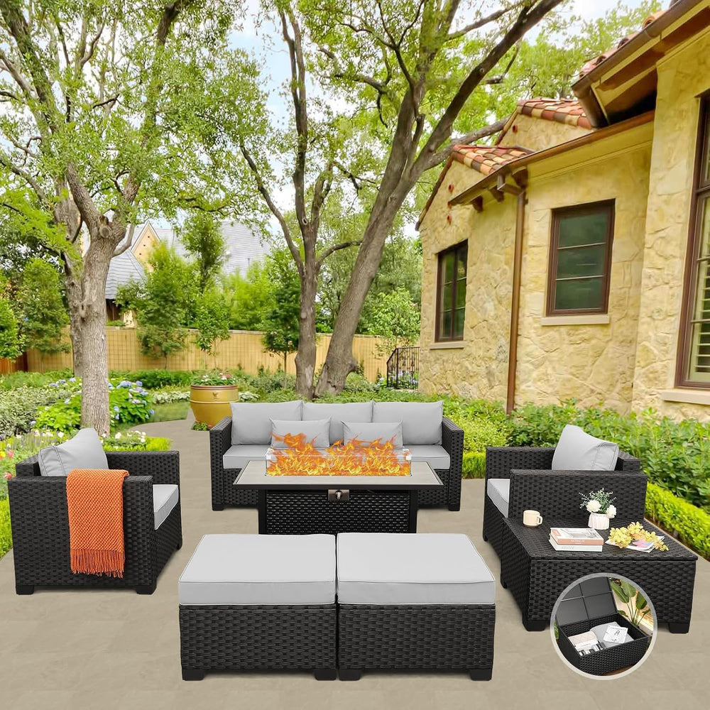 Patio Furniture Set 45 In Outdoor Fire Pits 7 Pieces Outdoor Patio Furniture ...