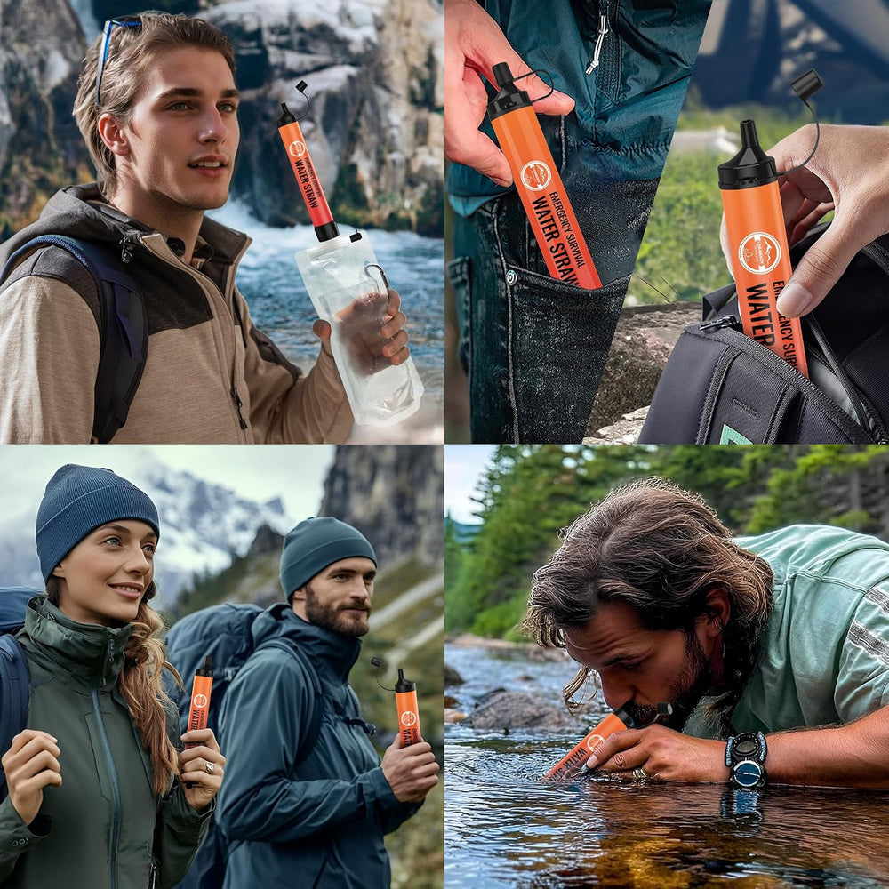 Water Filter Straw 3 Pack - Outdoor Camping & Hiking Survival Gear