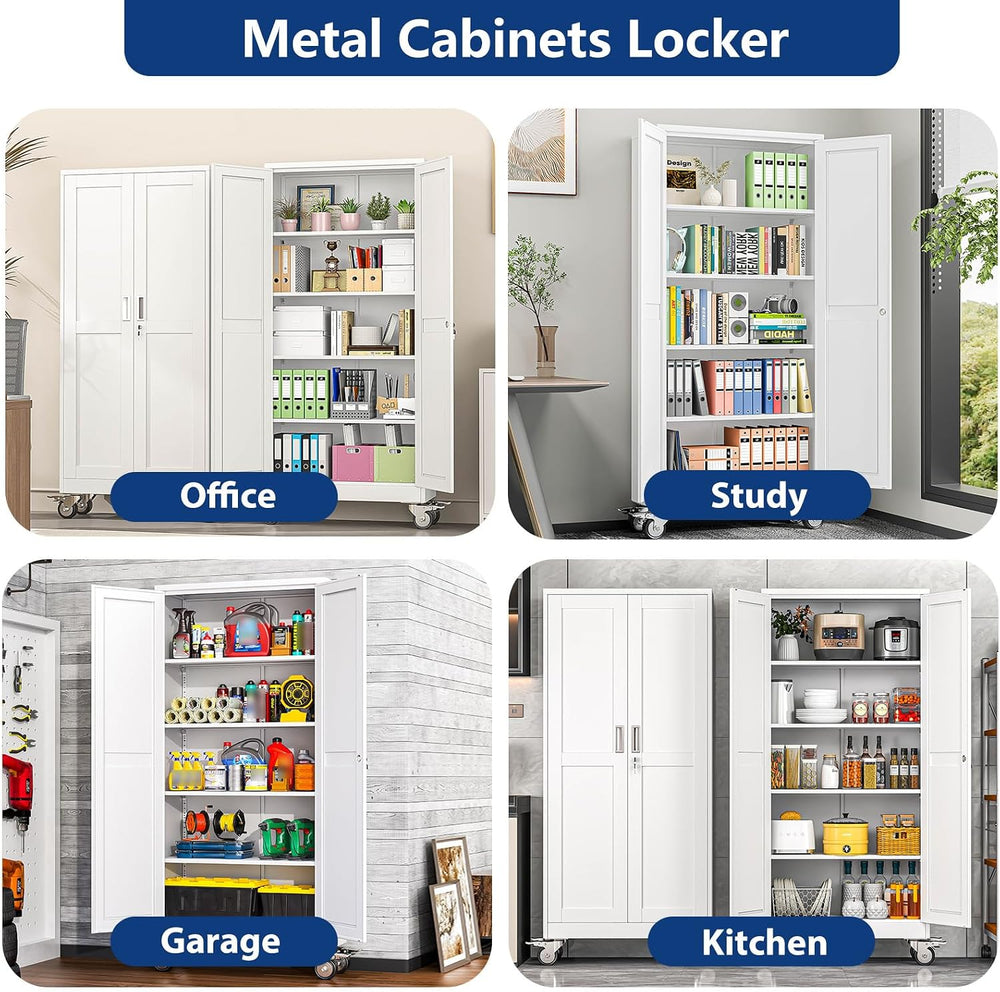 Ckzbx Metal Garage Storage Cabinet with Locking Doors and Adjustable Shelves,...