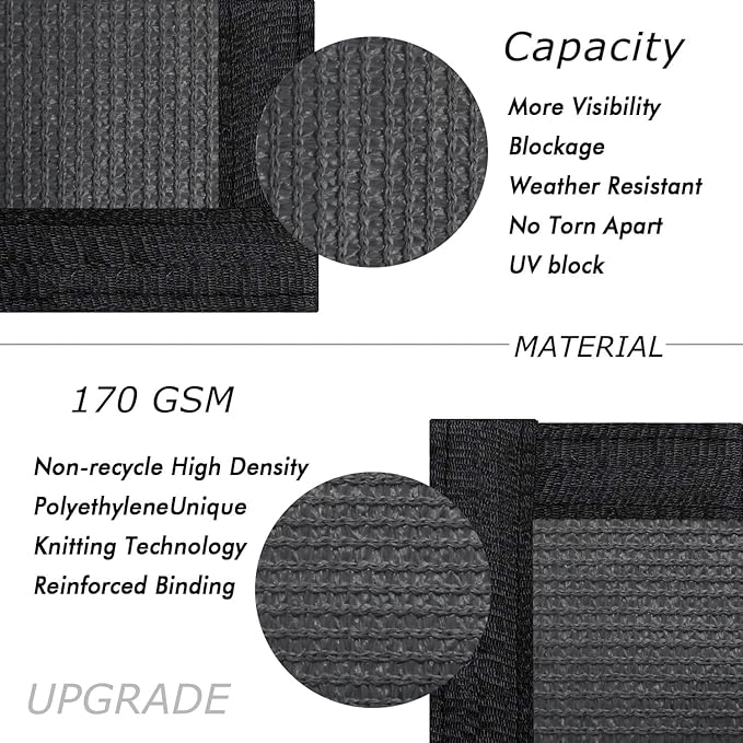 UPGRADE Fence Privacy Screen 5' x 50' Fence Commercial Shade Cover wi...