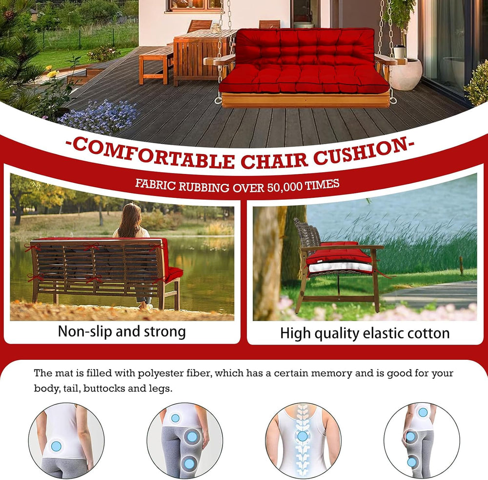 Outside Benches Cushion with Backrest, Thicken Waterproof Swing Cushions 2/3 ...