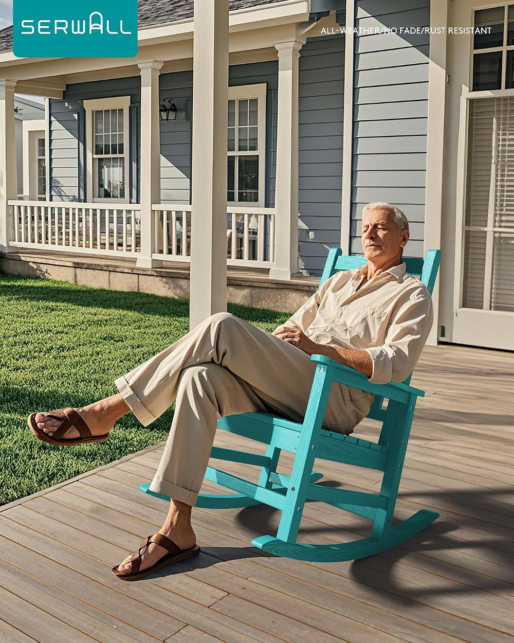 SERWALL HDPE Rocking Chair, Oversized Rocking Chair for Adults, Aruba