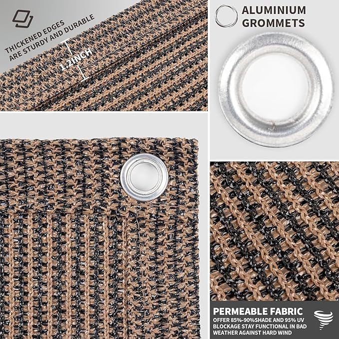 LOVE STORY Custom Size 3'x15' Brown Balcony Privacy Screen,UV Block P...