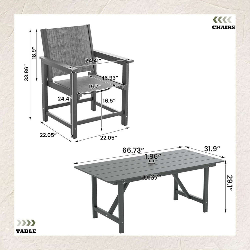 UDPATIO HDPE Outdoor Dining Table Set Patio Furniture Heavy Duty