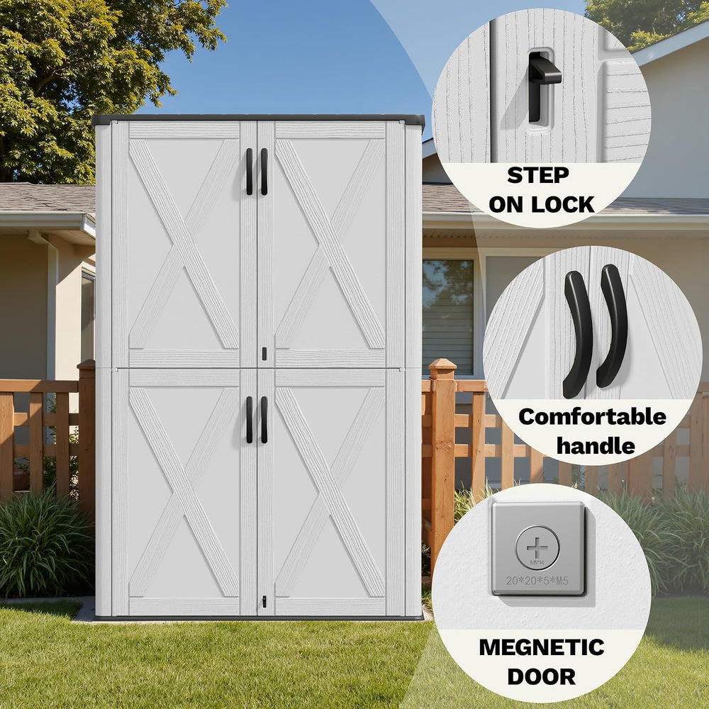 Devoko 50 Cu Ft Plastic Outdoor Storage Cabinet, White