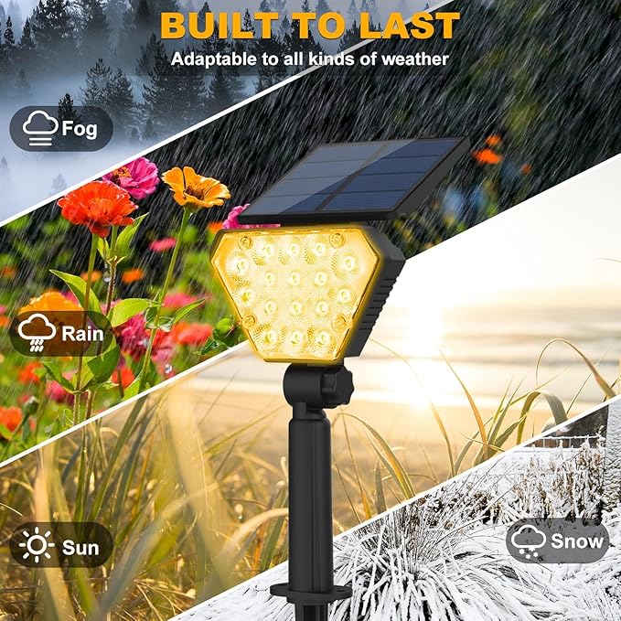T-SUN Solar Lights Outdoor Waterproof IP65, 6Pack LED Solar Spot Lights Color...