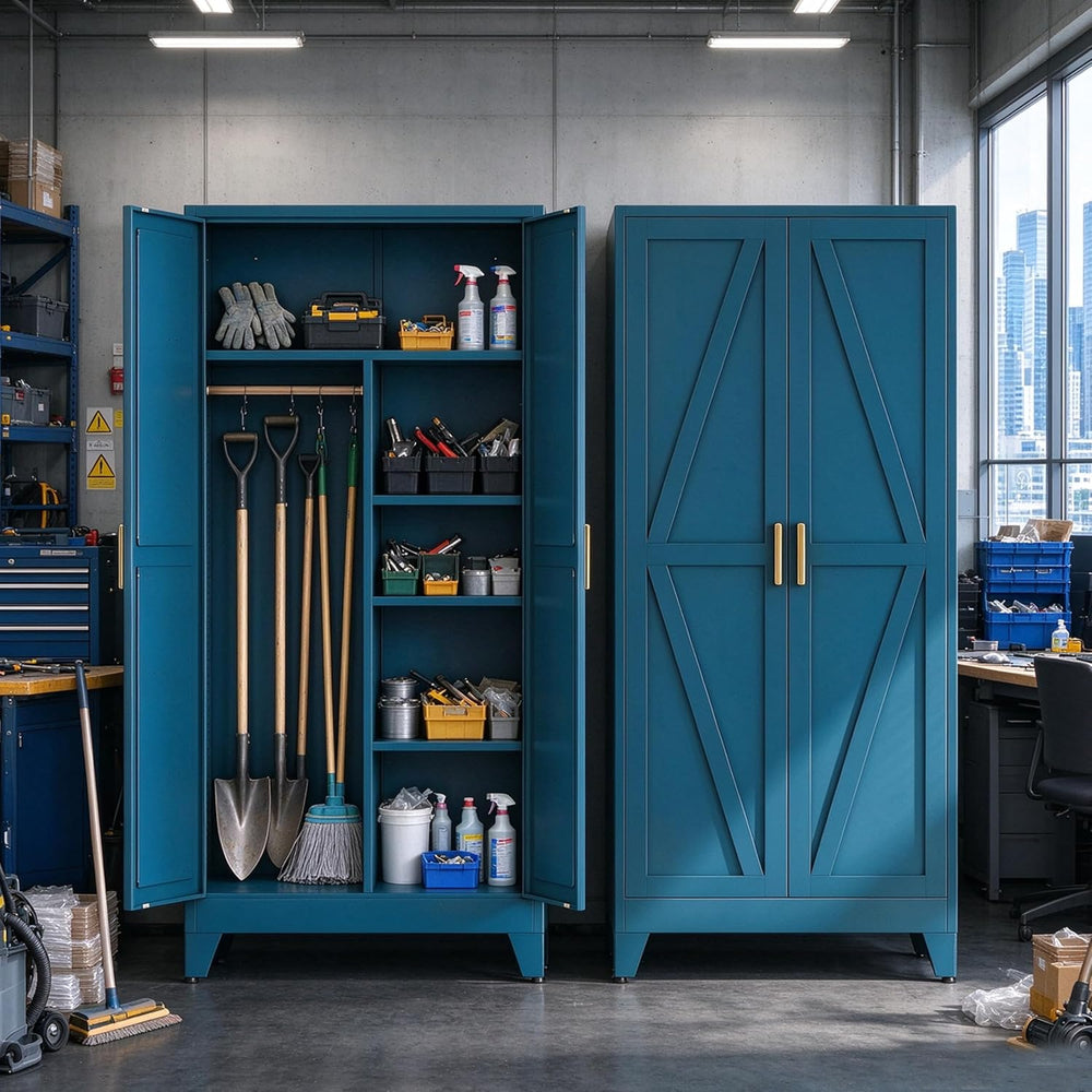 71" H Metal Garage Storage Cabinets,Broom Closet Storage Cabinet,Utility...