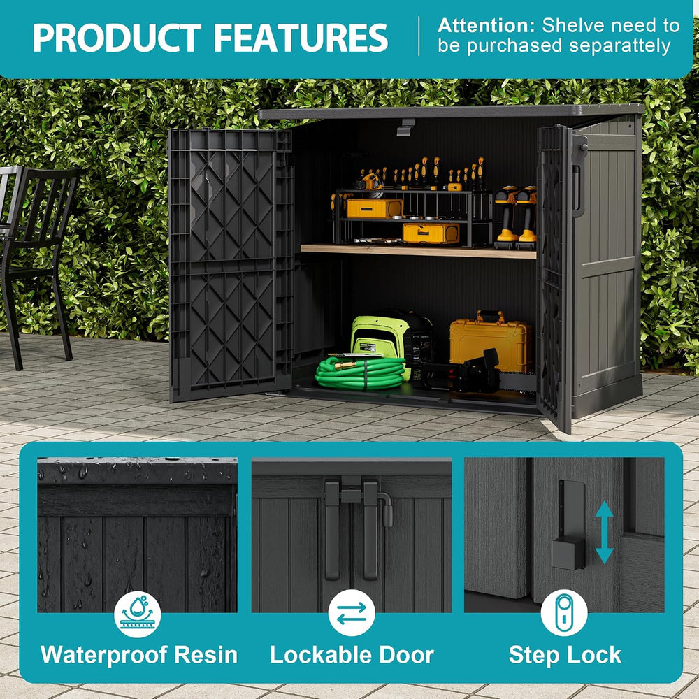 Horizontal Outdoor Storage Shed 36 Cu Ft with Lockable Doors, Portable Outdoo...