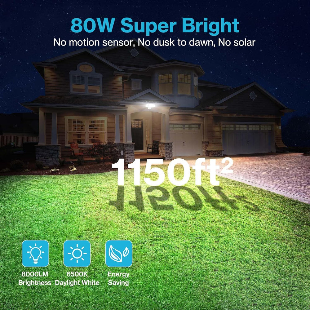 Olafus 80W Flood Lights Outdoor 2 Pack, Switch Controlled LED Security Lights...