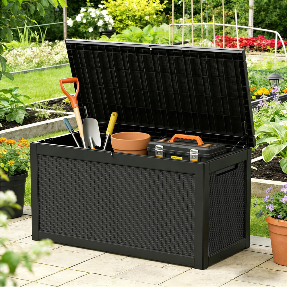 TARKARI 350 Gallon Resin Outdoor Storage Box, Waterproof & UV-Resistant D...