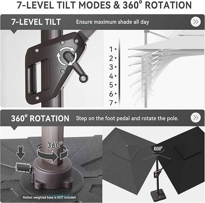 10 X 13 FT Cantilever Outdoor Patio Umbrella with Base Included Large Heavy D...