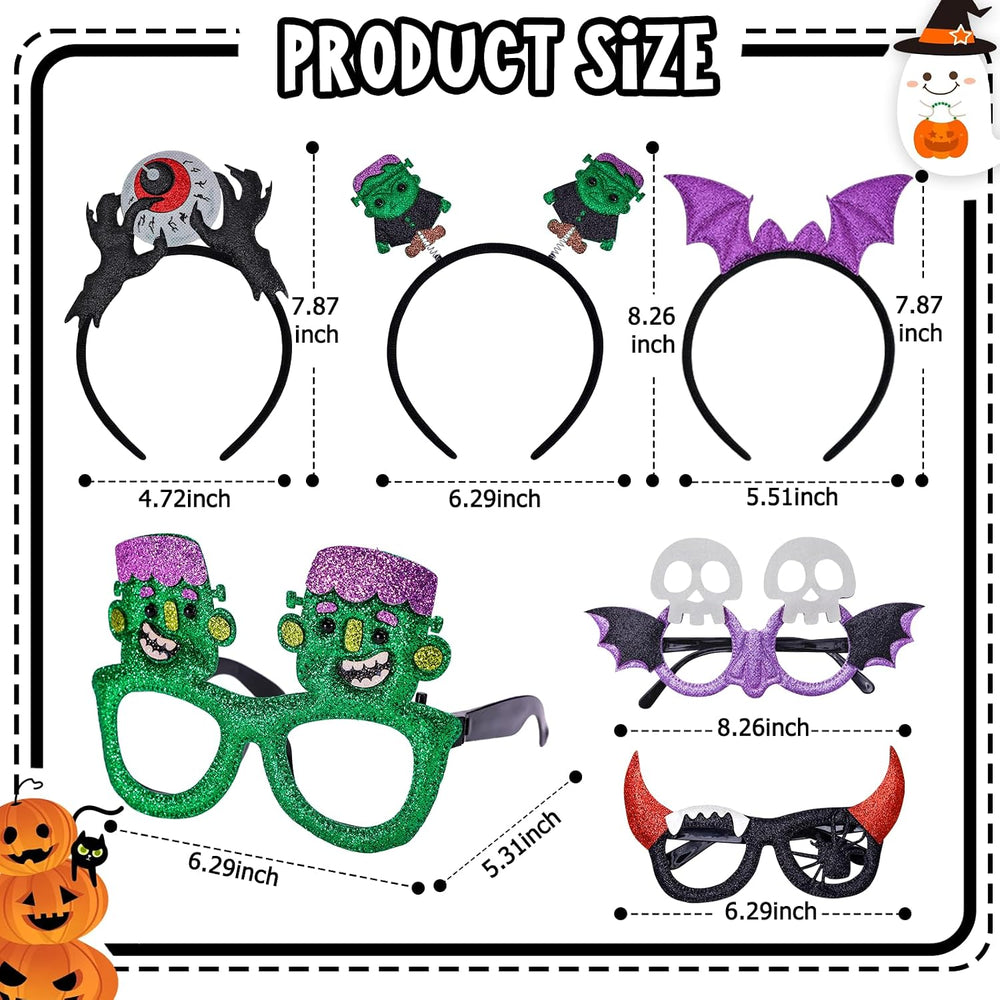 MGparty 24PCS Halloween Headbands and Glasses Frame Set Party Favor