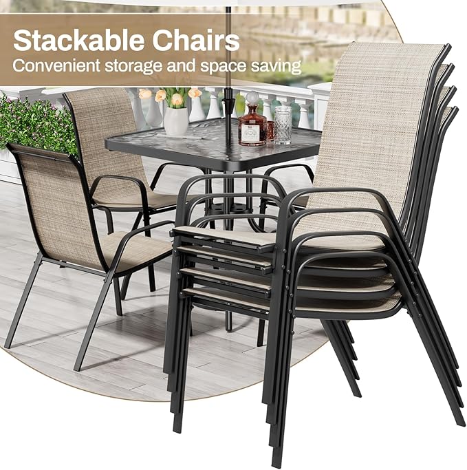 TLSUNNY Patio Dining Set 5 Pieces, All Weather Outdoor Furniture W/30"X ...