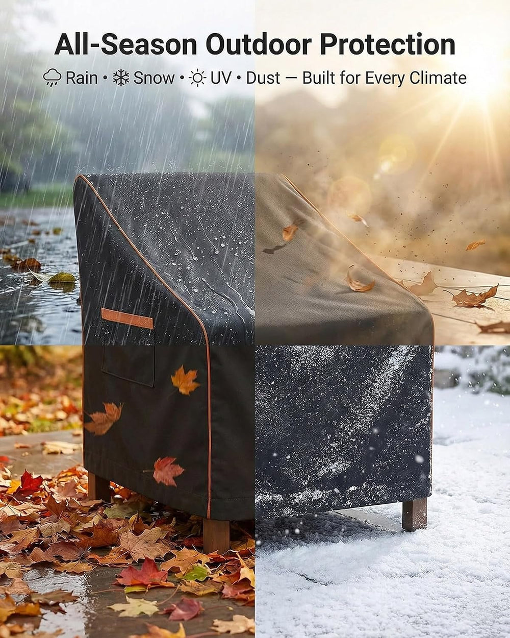 Patio Chair Covers Waterproof 2 Pack, 600D Oxford, 30W x 34D x 36H, Black