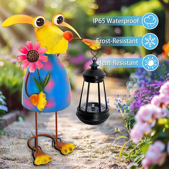 Garden Decor Dog Solar Statues, Unique Garden Statues Dog with Solar Lantern ...