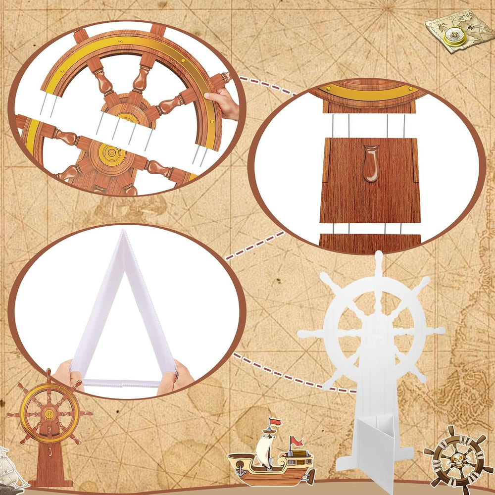 4 Feet Ship Wheel Cardboard Cutout Standup Nautical Party Decoration Large Pi...