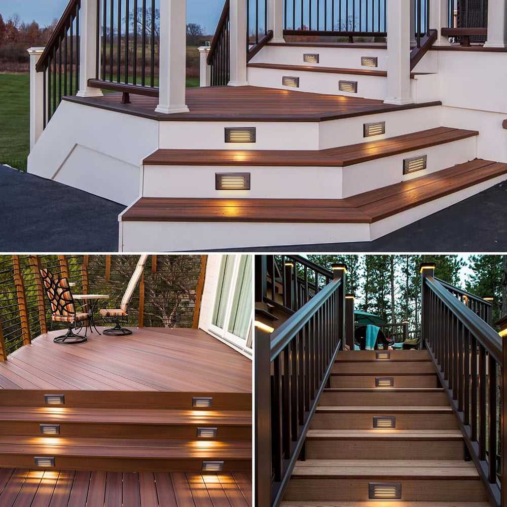 SUNVIE 5W Low Voltage Step Lights 6 Inch Outdoor Aluminum Brown, 12-Pack