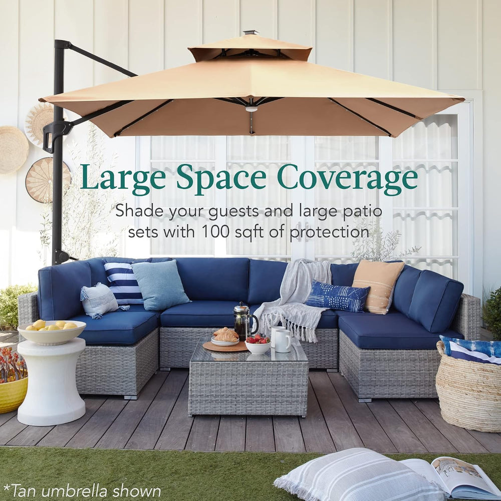 Best Choice Products 10x10ft Cantilever Patio Umbrella w/Base Included, Solar...