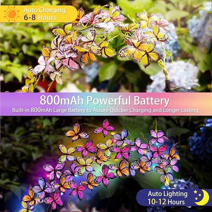 Solar Garden Lights Outdoor, Waterproof Solar Butterfly Lights 4 Pack Willow ...