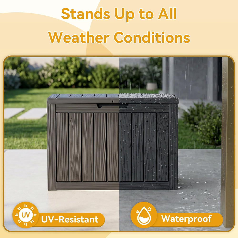 50 Gallon Outdoor & Indoor Deck Storage Box, Waterproof Lockable Patio St...