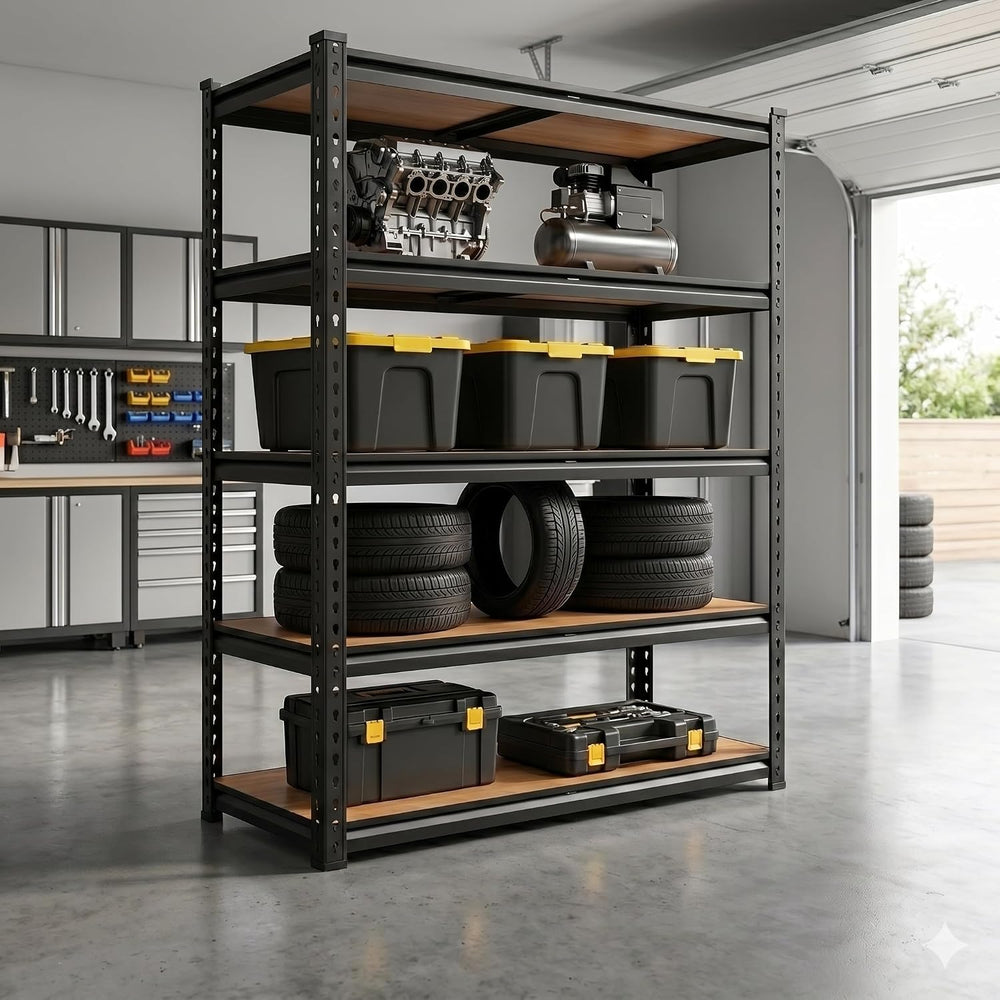 60" H Heavy Duty Storage Shelves, 2400LBS Capacity Metal Shelving Unit, ...