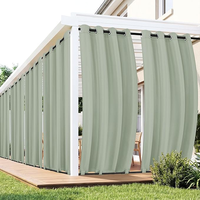 Outdoor Curtains for Patio Waterproof 6 Panels - Windproof, Privacy, Weatherp...