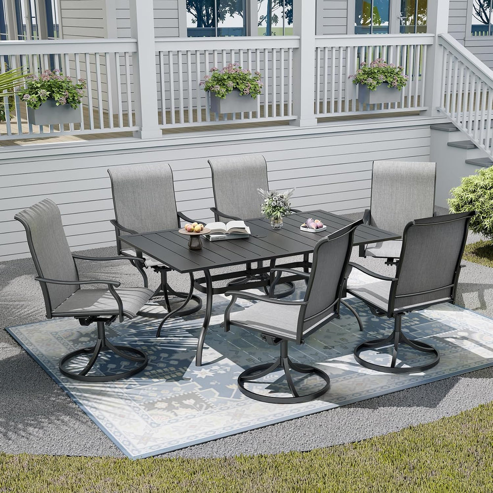 7-Piece Outdoor Furniture Set, Patio Table and Chairs Set, Gray