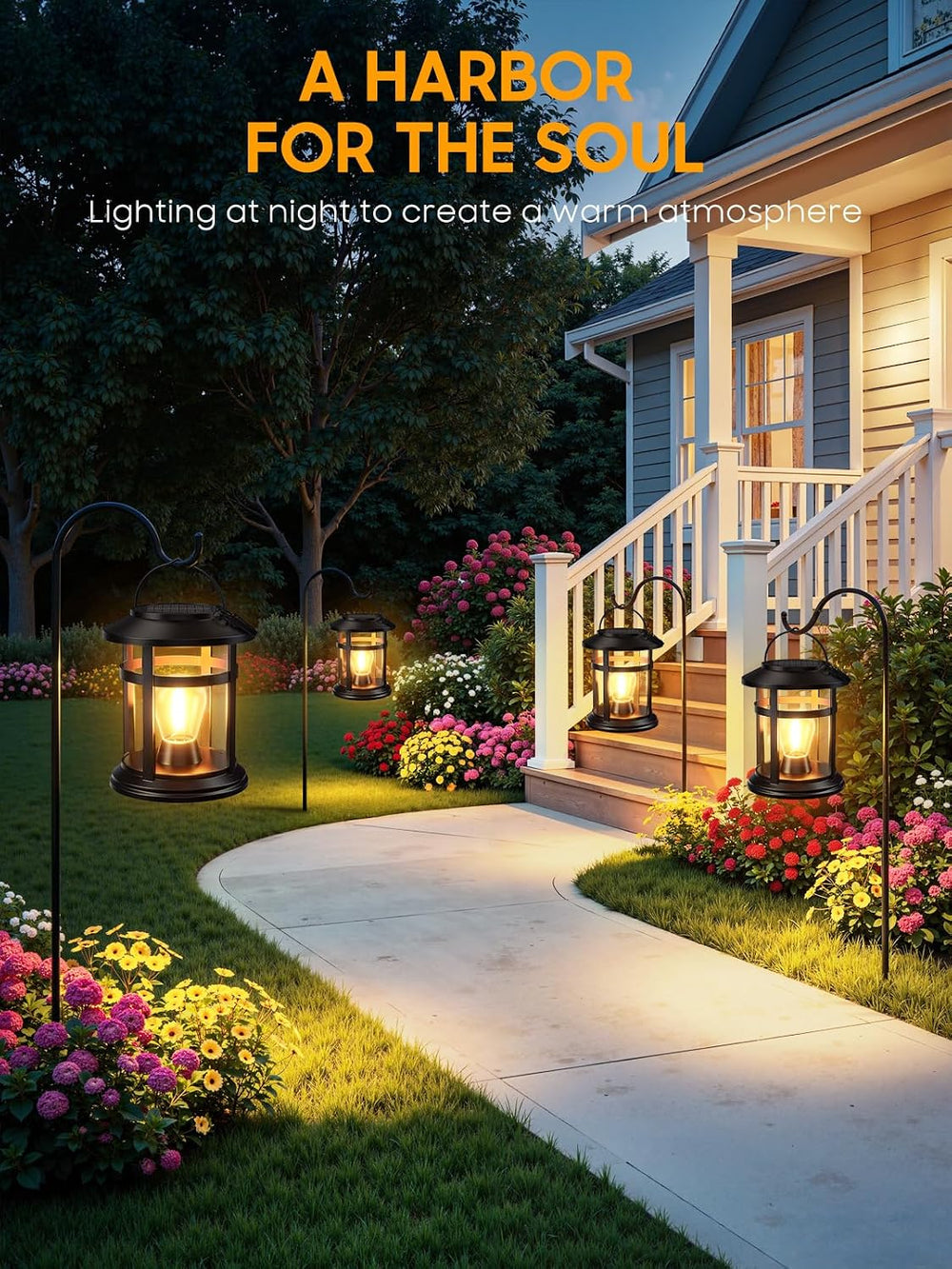 Solar Lantern Outdoor Waterproof, 2 Pack Bright Hanging Solar Lights for Outs...