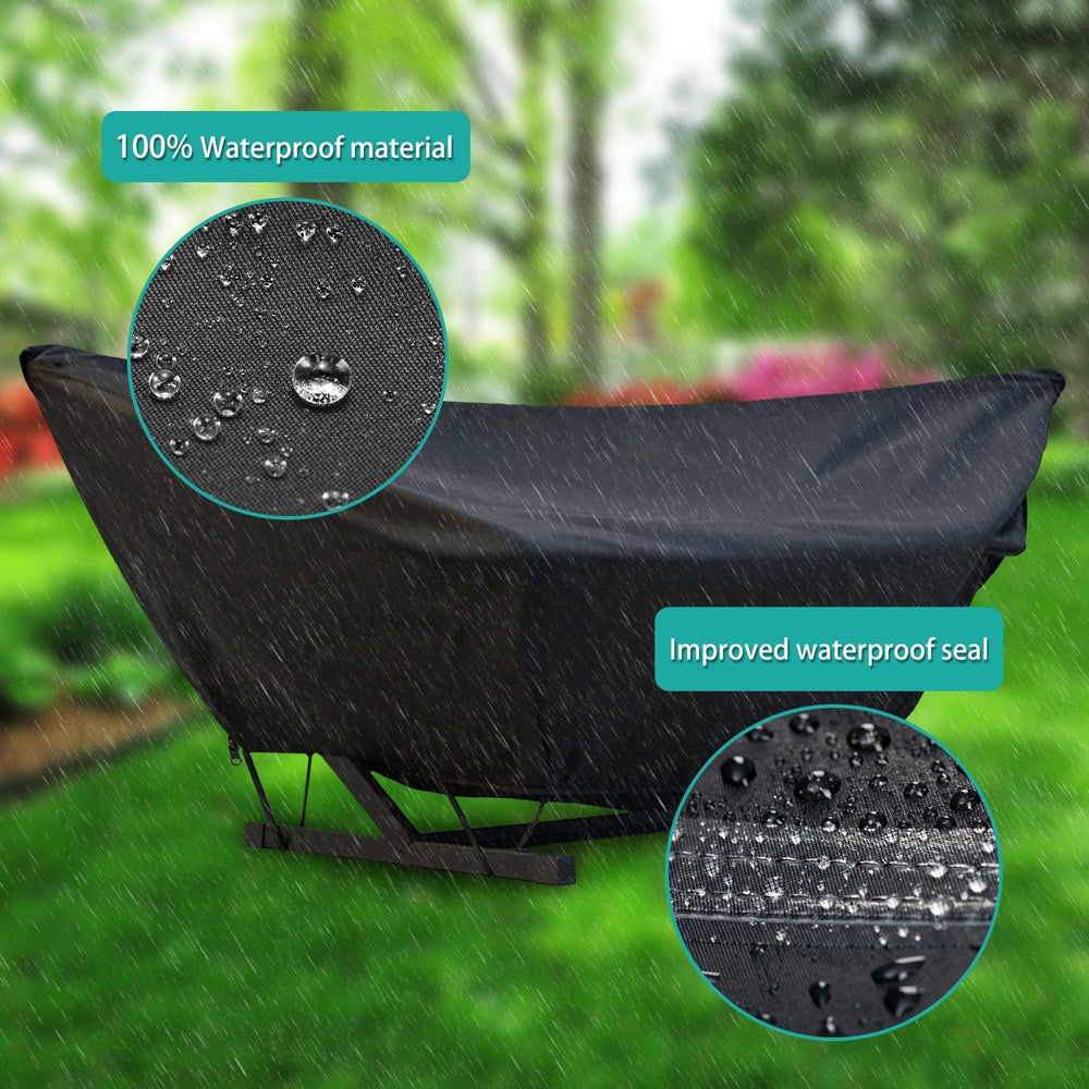 Outdoor Hammock Cover with Zip and Elastic Ropes, Heavy Duty 420d Hammock Cov...