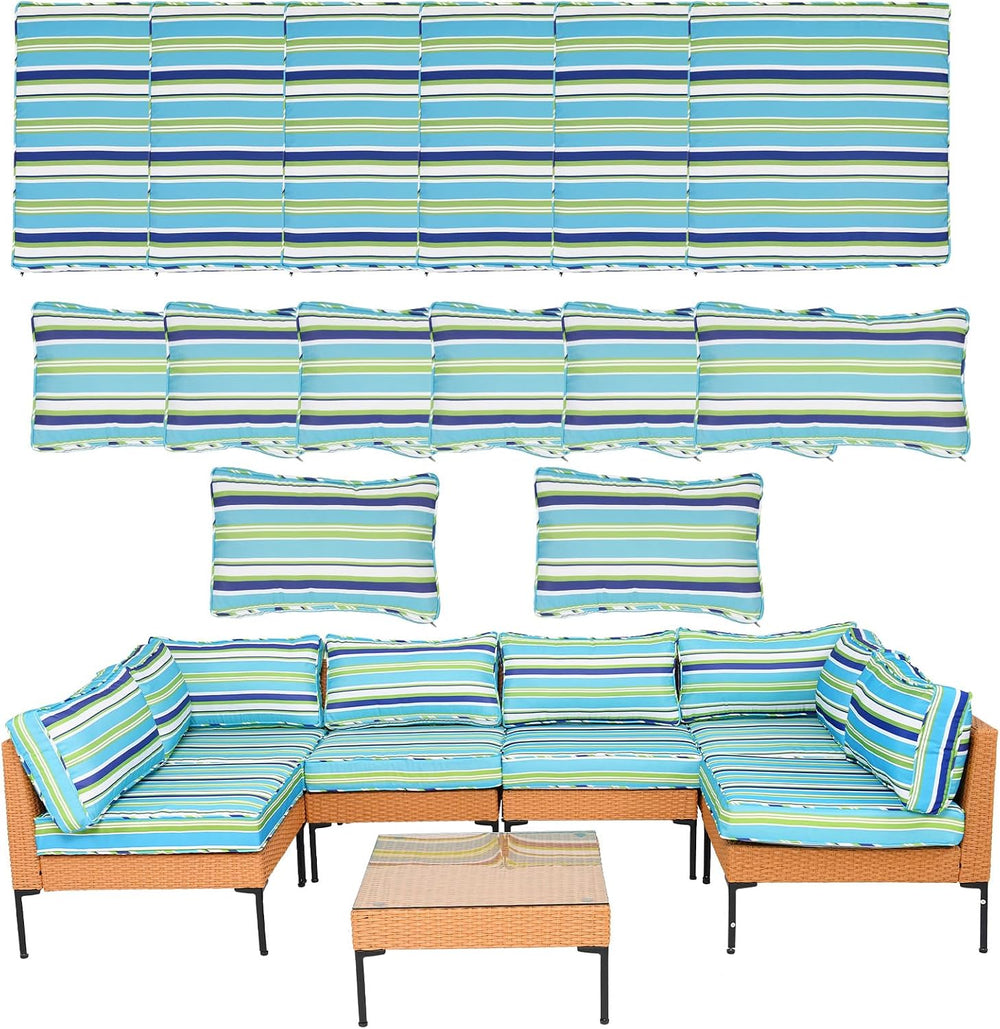 Outdoor Cushions for Patio Furniture 14-Piece Outdoor Sofa Replacement Cushio...