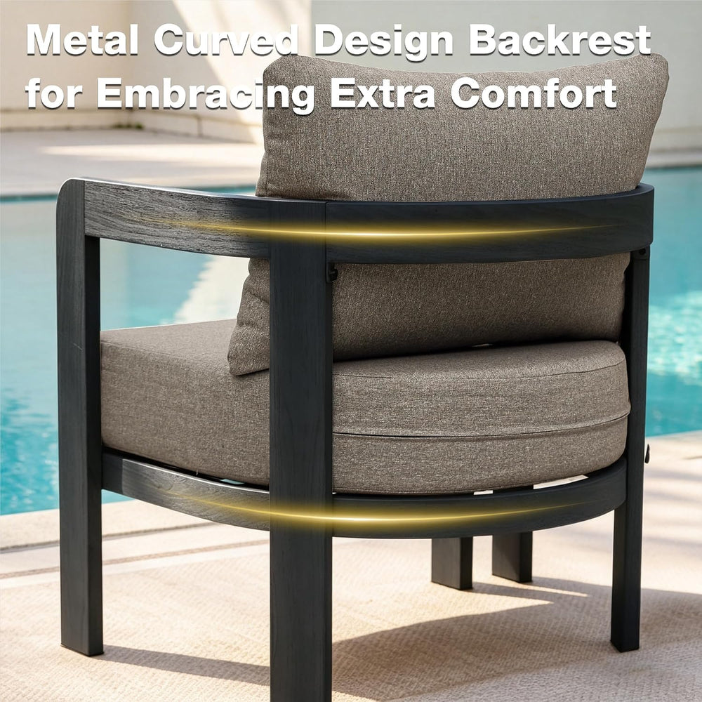 Outdoor Patio Chairs Set of 2 with 6 Inch Cushions,Coffee