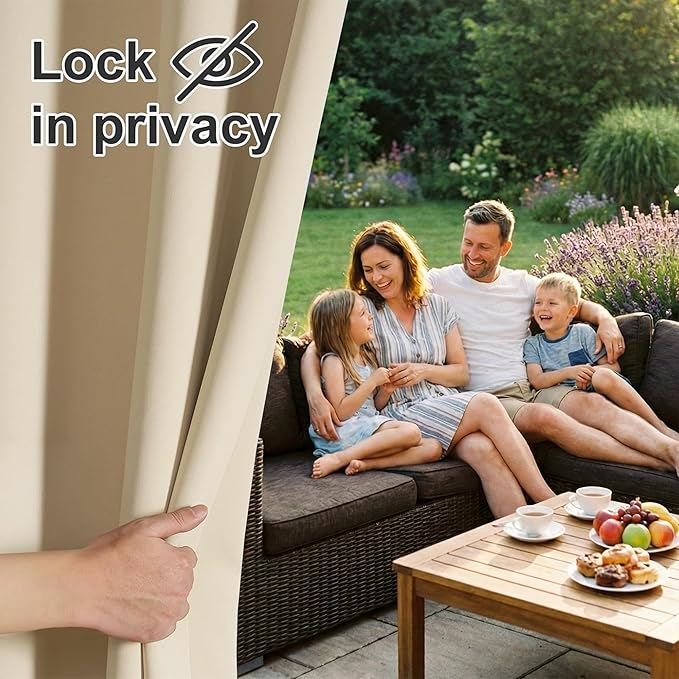 RYB HOME Outdoor Curtains for Patio Waterproof Block Sunlight Thermal Insulat...