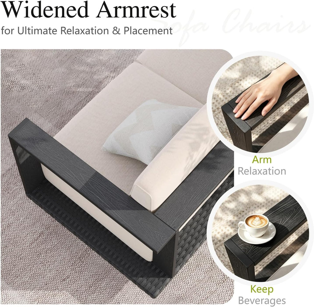 Sophia & William 4 Pieces HDPE Patio Furniture Set with 9.8" Thick C...