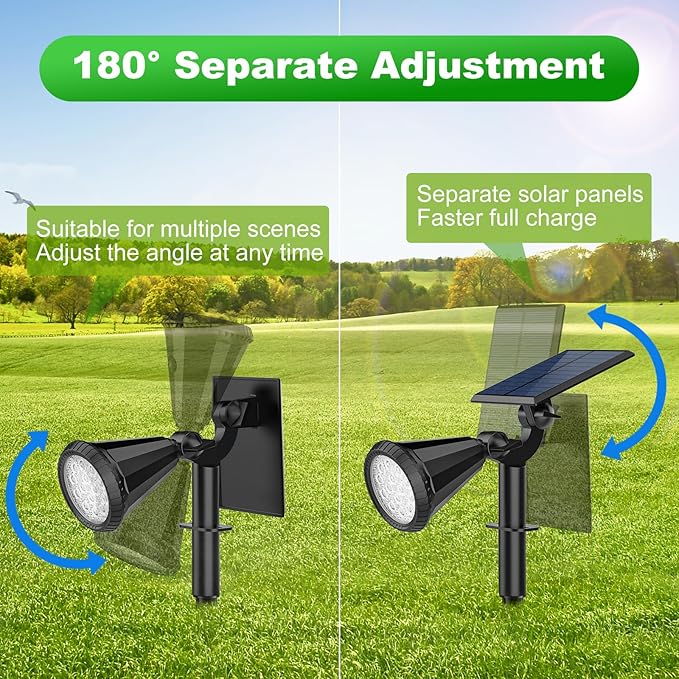 Solar Lights Outdoor Waterproof IP65 180° Adjustable Solar Powered Landscape ...