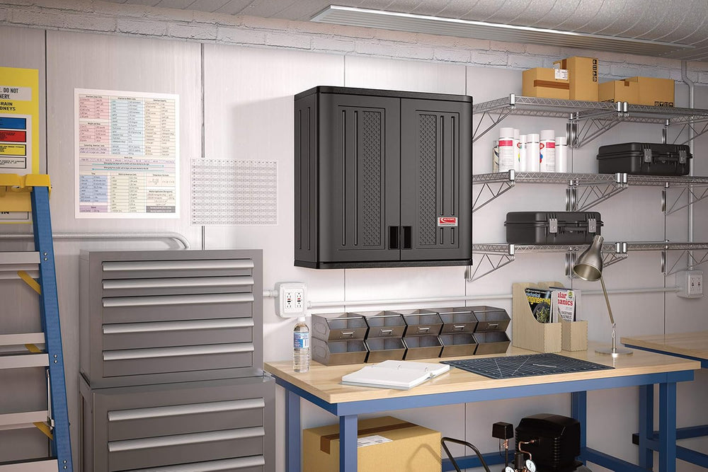 Suncast 4 Cu Ft. Commercial Heavy-Duty Resin Wall Cabinet, Lockable, Black