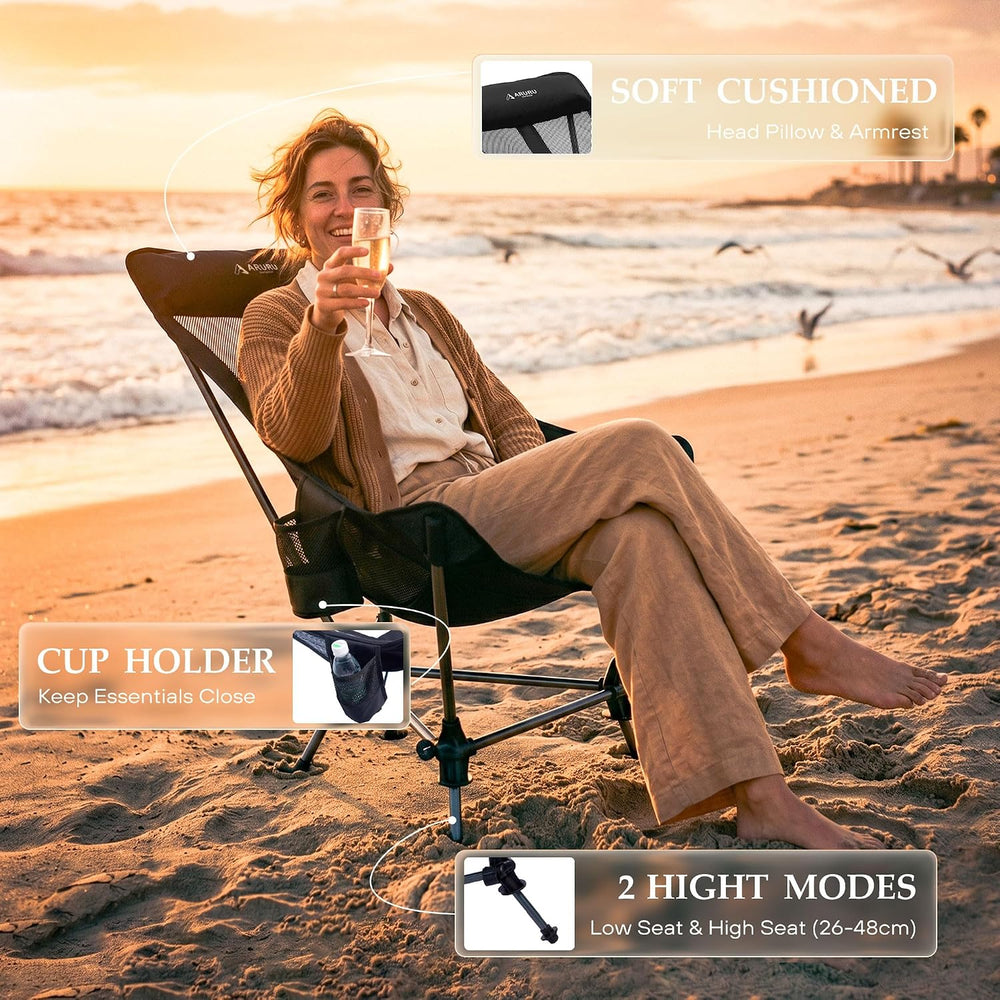 Portable Folding Rocking Camping Chair with High Back Beach Chair
