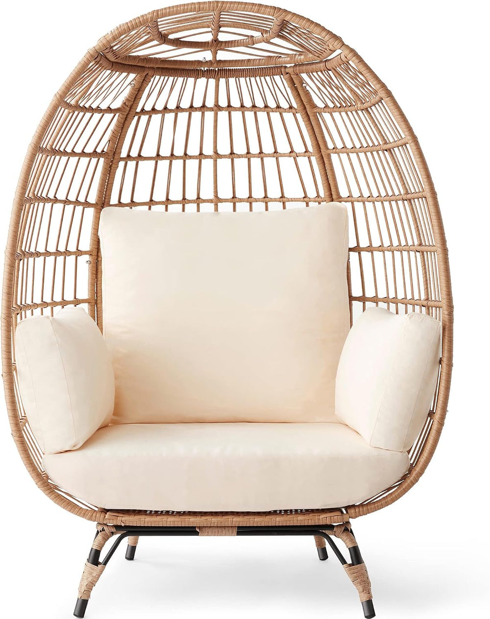 Best Choice Products Wicker Egg Chair, Oversized Indoor Outdoor Lounger for P...