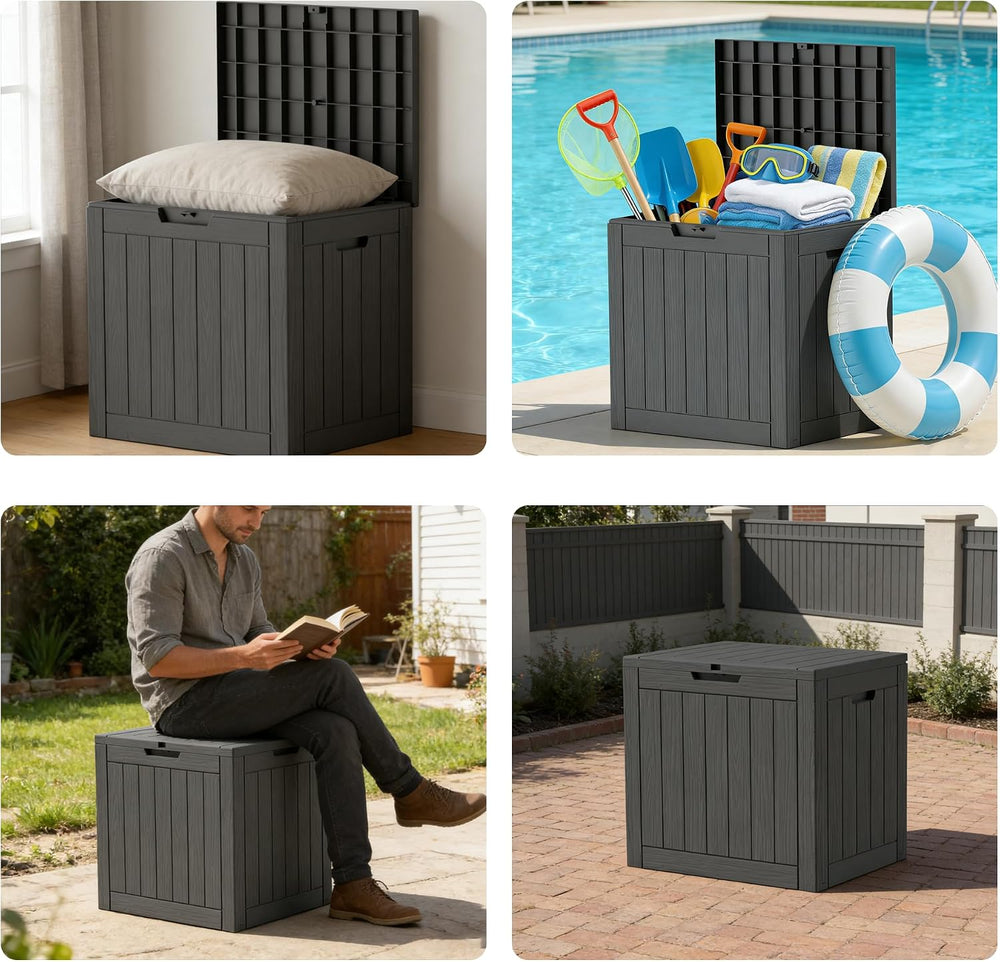 35 Gallon Resin Deck Box All Weather Outdoor Storage Box for Patio Furniture,...