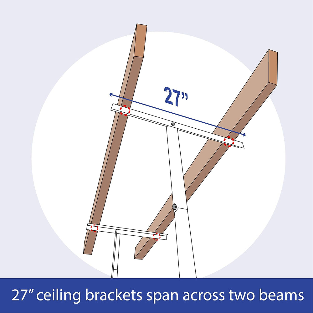 SafeRacks 2x6 Overhead Garage Storage Rack, White, 12"-21" Height