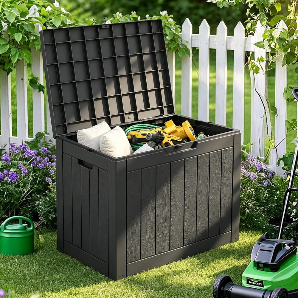 NUNU LAB 35 Gal Outdoor Storage Box Waterproof Lockable,Deck Box,Black