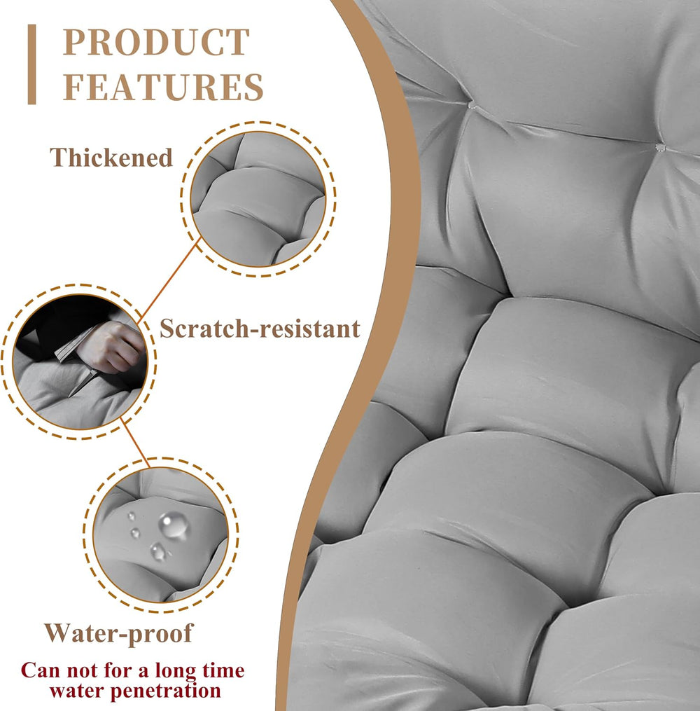 Thicken Egg Chair Cushion Replacement, Outdoor Hammock Swing Cushions with Ti...
