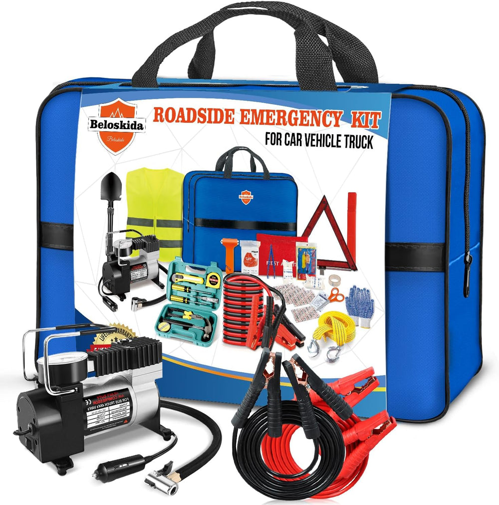 Emergency Car Kit,Roadside Emergency Tool Kit for Vehicle Truck with Air Comp...